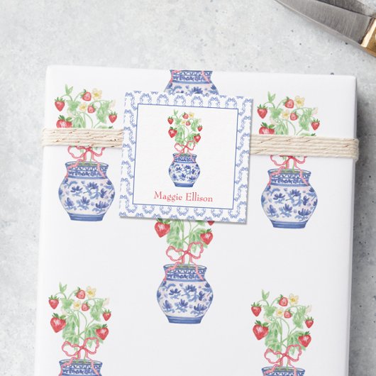 Chinoiserie Vaas Rode Aardbei Gift Enclosure Notitiekaartje