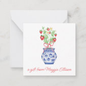 Chinoiserie Vaas Rode Aardbei Gift Enclosure Notitiekaartje (Voorkant)