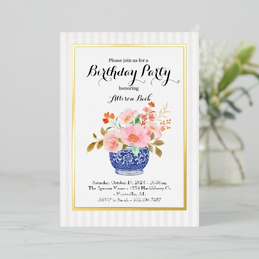 Chinoiserie vaas uitnodiging (Staand Voorkant)