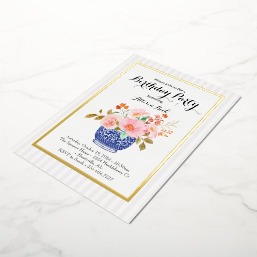 Chinoiserie vaas uitnodiging (Gedraaid)