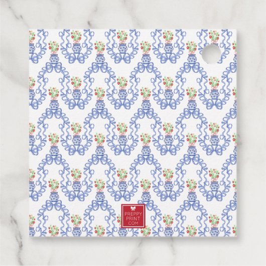 Chinoiserie Vaas van rode aardbeien Bedankjes Labels (Achterkant)