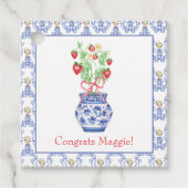 Chinoiserie Vaas van rode aardbeien Bedankjes Labels (Voorkant)