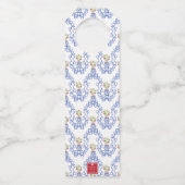 Chinoiserie Vaas van rode aardbeien gepersonalisee Flessenhanger (Achterkant)