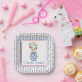 Chinoiserie Vaas van rode aardbeien Papieren Bordje (Feest)