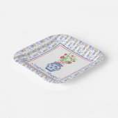 Chinoiserie Vaas van rode aardbeien Papieren Bordje (Gebogen)