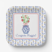 Chinoiserie Vaas van rode aardbeien Papieren Bordje (Voorkant)