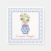 Chinoiserie Vaas van rode aardbeien Servet (Voorkant)