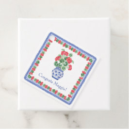 Chinoiserie Vaas van Rode Geraniums Bedankjes Labels