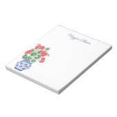 Chinoiserie Vaas van rode geraniums gepersonalisee Notitieblok (Linkerzijde)