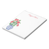 Chinoiserie Vaas van rode geraniums gepersonalisee Notitieblok (Linkerzijde)