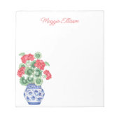 Chinoiserie Vaas van rode geraniums gepersonalisee Notitieblok (Voorkant)