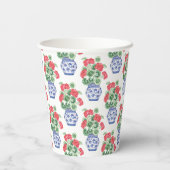 Chinoiserie Vaas van rode geraniums gepersonalisee Papieren Bekers (Achterkant)