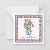 Chinoiserie Vaas van Rode Geraniums Gift Enclosure Notitiekaartje (Voorkant)