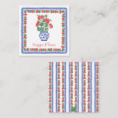 Chinoiserie Vaas van Rode Geraniums Gift Enclosure Notitiekaartje (Voorkant / Achterkant)