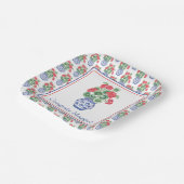 Chinoiserie Vaas van Rode Geraniums Papieren Bordje (Gebogen)