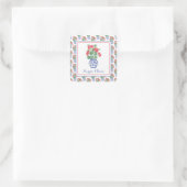 Chinoiserie Vaas van Rode Geraniums Vierkante Sticker (Tas)
