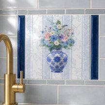 Chinoiserie Vaas Waterverf Keramische Tegel