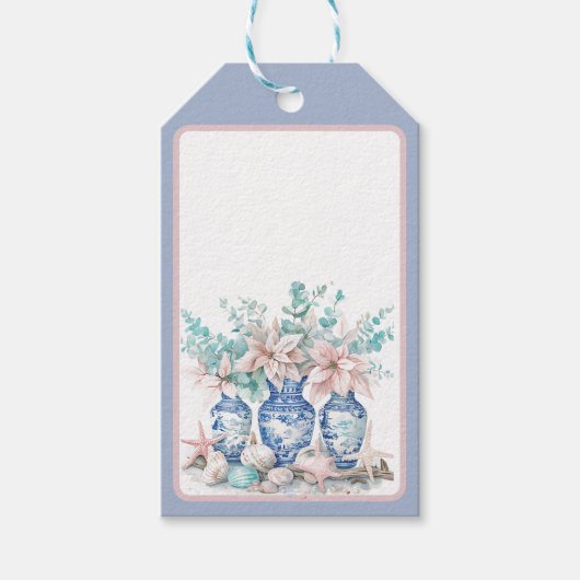 Chinoiserie Vazen met Eucalyptus & Poinsettia's Cadeaulabel (Voorkant)