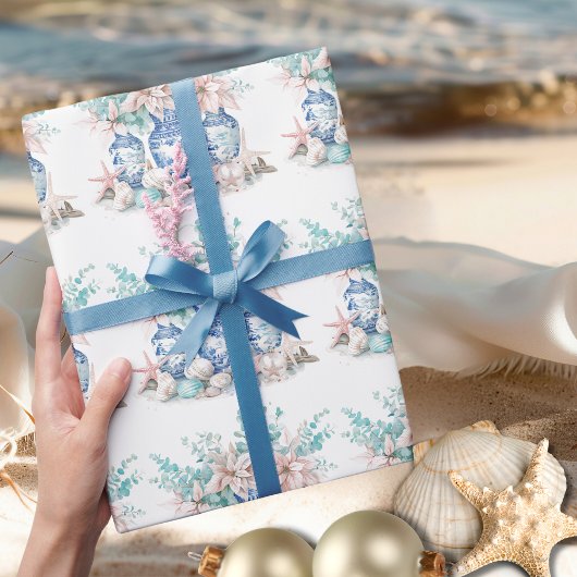 Chinoiserie Vazen met Eucalyptus & Poinsettia's Cadeaupapier