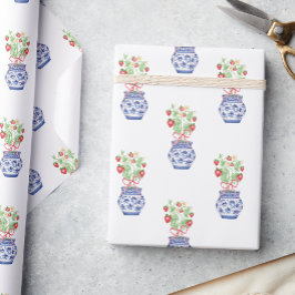 Chinoiserie Vazen van Rode Aardbeien Cadeaupapier