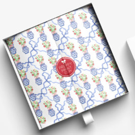 Chinoiserie Vazen van rode aardbeien en blauwe boo Tissuepapier