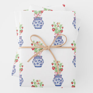Chinoiserie Vazen van Rode Aardbeien Inpakpapier Vel