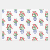 Chinoiserie Vazen van rode geraniums Inpakpapier Vel (Voorkant)