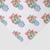 Chinoiserie Vazen van rode geraniums Tissuepapier (Detail)