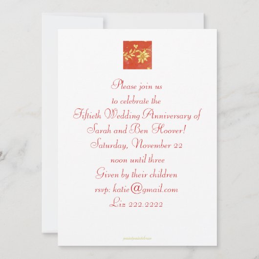 Chinoiserie verjaardagsuitnodiging kaart (Achterkant)