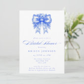 Chinoiserie Victoriaans Bow Blue Vrijgezellenfeest Kaart (Staand voorkant)