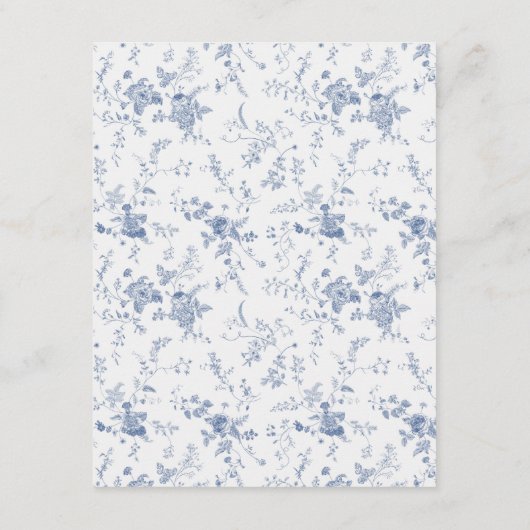 Chinoiserie Victoriaans Toile Blauw Bruiloft Detai Informatiekaartje (Achterkant)