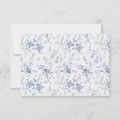 Chinoiserie Victoriaans Toile Blue Wedding RSVP Ka (Achterkant)