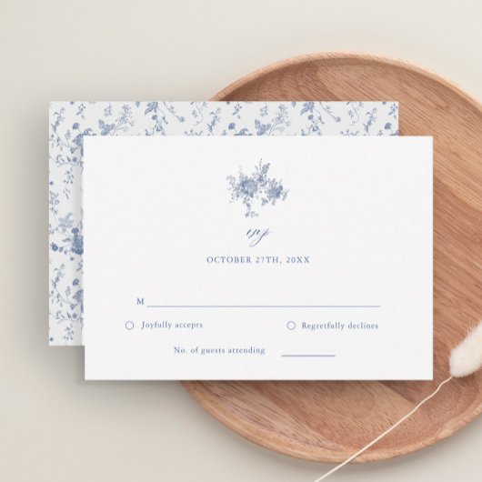 Chinoiserie Victoriaans Toile Blue Wedding RSVP Ka