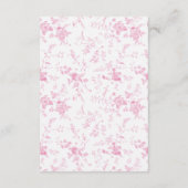 Chinoiserie Victoriaans Toile Roze Bruiloft Detail Informatiekaartje (Achterkant)