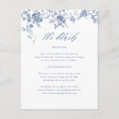 Chinoiserie Victoriaanse Stofblauwe Trouwdetails Informatiekaartje (Voorkant)