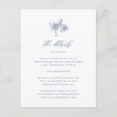 Chinoiserie Victoriaanse toile blauwe trouwdetails Informatiekaartje (Voorkant)