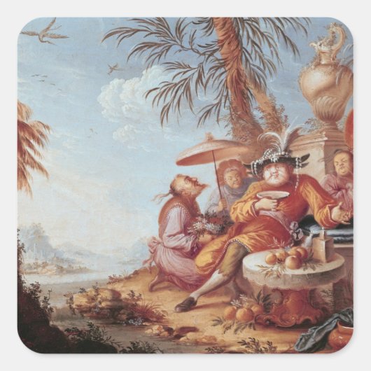 Chinoiserie Vierkante Sticker (Voorkant)