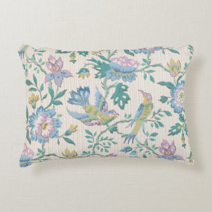 Chinoiserie Vintage Vogel Bloem Motief in Pastelti Accent Kussen