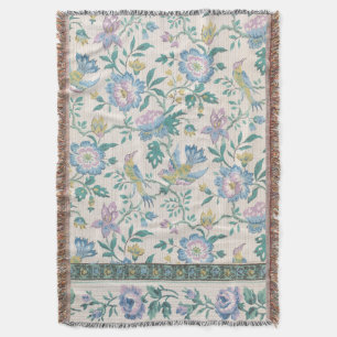 Chinoiserie Vintage Vogel Bloem Motief in Pastelti Deken