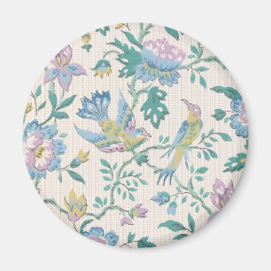 Chinoiserie Vintage Vogel Bloem Motief in Pastelti Magneet
