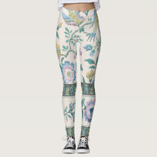Chinoiserie Vintage Vogel Bloemig Pastel Patroon Leggings