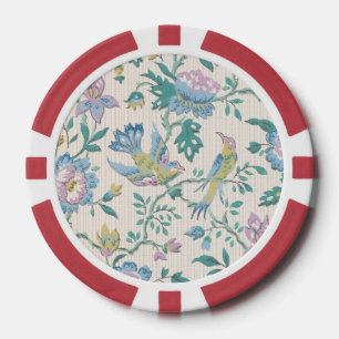 Chinoiserie Vintage Vogel Bloemig Pastel Patroon Poker Chips