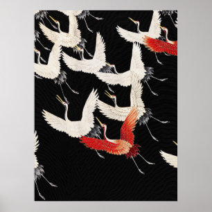 Chinoiserie Vliegende Kraanvogel Zen Minimalistisc Poster