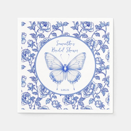 Chinoiserie Vlinder Bruidsdouche Servet (Voorkant)