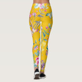 Chinoiserie vlinders, vogels bloemen geel leggings (Achterkant)