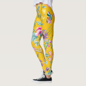 Chinoiserie vlinders, vogels bloemen geel leggings (Links)