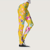 Chinoiserie vlinders, vogels bloemen geel leggings (Rechts)