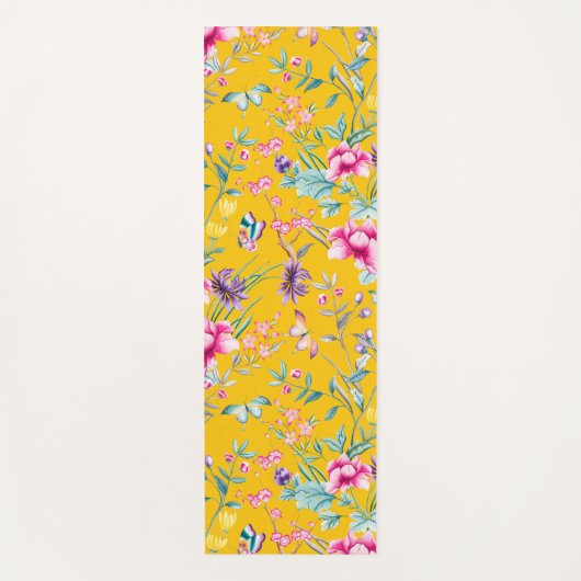 Chinoiserie vlinders, vogels bloemen geel yogamat (Voorkant)