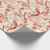 Chinoiserie Vogel Aziatisch Bloemen Rood Roze Deco Cadeaupapier (Hoek)