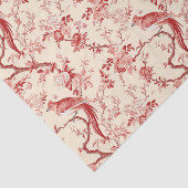 Chinoiserie Vogel Aziatisch Bloemen Rood Roze Deco Tissuepapier (Detail)
